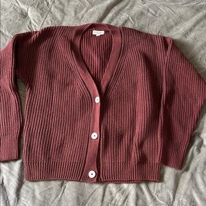 Tradlands Brick Red Ribbed Cotton Cardigan